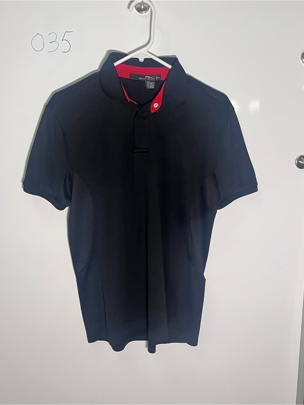 Men's Black Polo Shirt with Red Trim